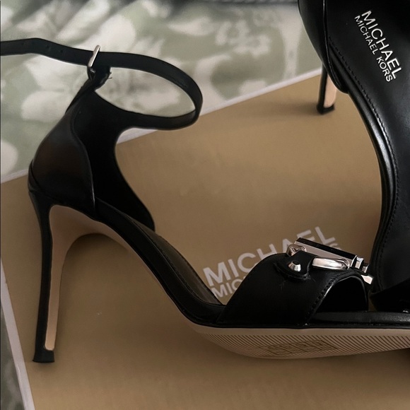 Michael Kors Black Heels with Silver Logo - Picture 2 of 3